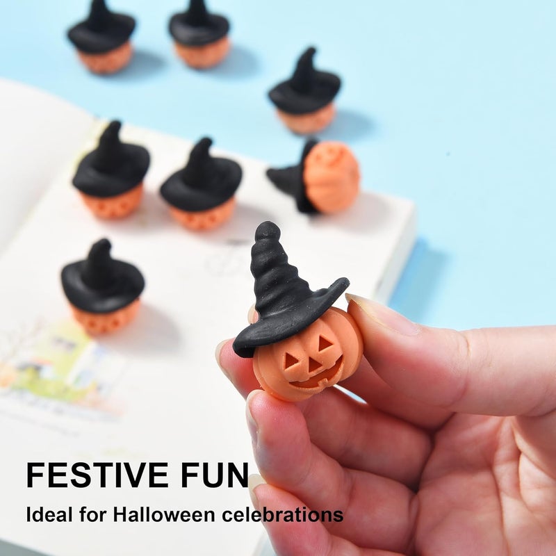 DOMG Halloween Pumpkin Erasers for Kids Bulk, 20Pcs 3D Mini Pumpkin Pencil Erasers Bulk for Classroom Prizes Party Favors Goody Bag Filler Gifts - Image 2